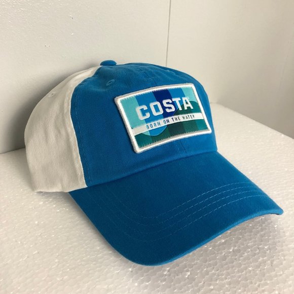 Costa Born On The Water Traveler Twill Fishing Hat Blue White One Size NEW - Picture 3 of 7